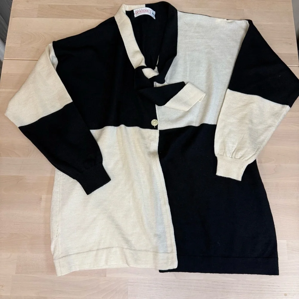 Stefanel Black and Cream‎ Cardigan - Picture 4 of 10